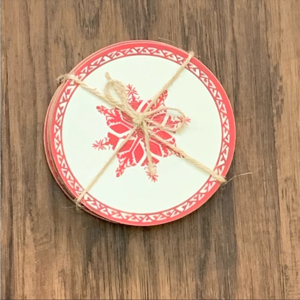 Pottery Barn Tahoe Fair lsle Cork Coasters size 4” diameter set of 4